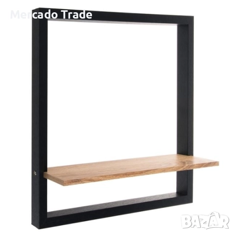 Декоративен рафт с черна рамка Mercado Trade, Дърво , снимка 2 - Декорация за дома - 51807062