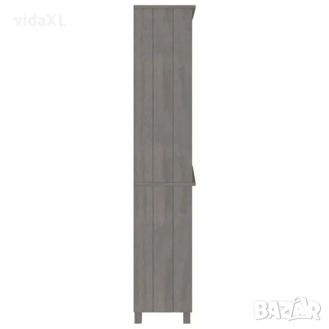 vidaXL Висок шкаф HAMAR, борово дърво масив, светлосив, снимка 4 - Бюфети - 56146546