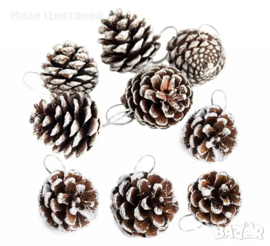 Комплект от 6 или 12 броя коледни шишарки