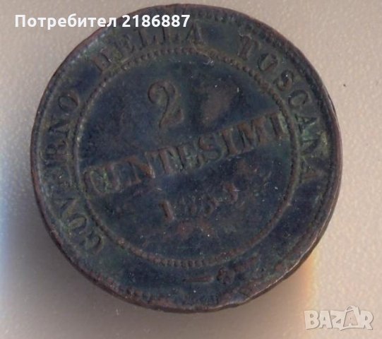 Тоскана 2 куатрини 1859 година, снимка 2 - Нумизматика и бонистика - 29227289