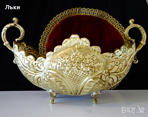 Бронзова жардениера,гондола,фруктиера шедьовър. , снимка 2 - Антикварни и старинни предмети - 51597577