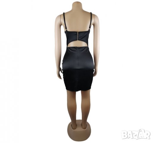 Черна рокля сатен с верижки , снимка 9 - Рокли - 35057151