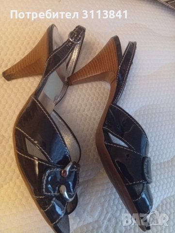 Елегантни дамски сандали естествена кожа/,лак,тъмносини ., снимка 3 - Дамски елегантни обувки - 52022751