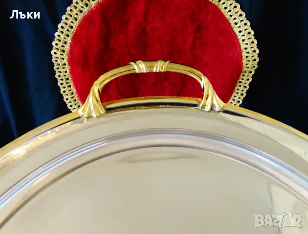 Поднос,плато Gold 24 K,42 см.,с дръжки. , снимка 3 - Аксесоари за кухня - 50254846