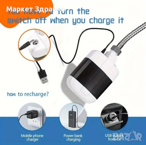 Ново - Преносим Душ за Къмпинг с Батерия 3500mAh – 5 л/мин, снимка 5 - Къмпинг мебели - 50624399