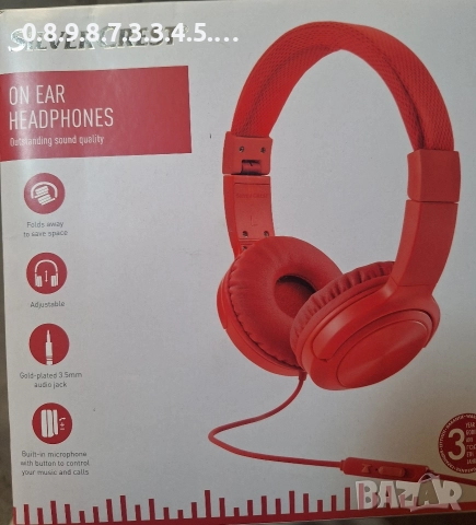 слушалки с функция микрофон Silver Crest червени