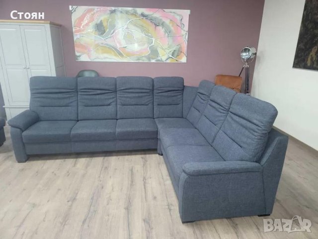 ПРОМОЦИЯ!!! Тъмно сив ъглов диван от плат и две табуретки POLOPOL PP-HS10002, снимка 6 - Дивани и мека мебел - 44216106