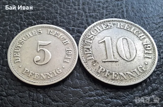 Стара монета/и 5 и 10 пфенига 1911 г. букви А - Германия-красиви !, снимка 9 - Нумизматика и бонистика - 49514758