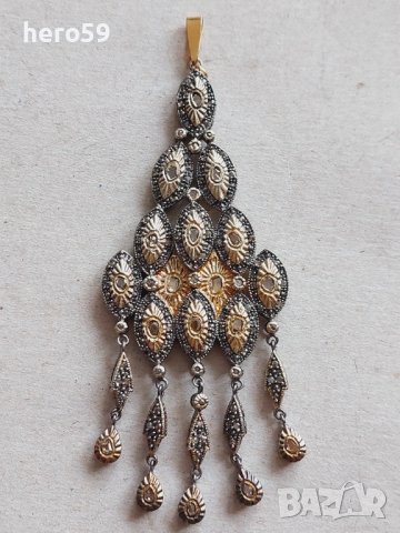 Дамско златно колие(медальон) с диаманти-злато,сребро 