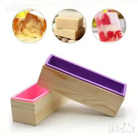 Силиконов калъп с дървена кутия за сапун, снимка 1