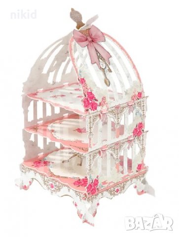 огромна стойка стелаж поставка кафез картон за мъфини кексче парти 3 етажа кетъринг рожден сватба, снимка 2 - Други - 38123724