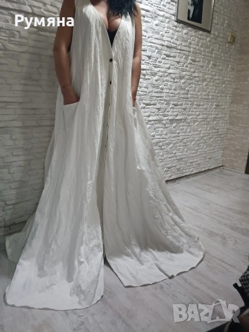 Дълга бяла рокля Mark Point, снимка 3 - Рокли - 54246626