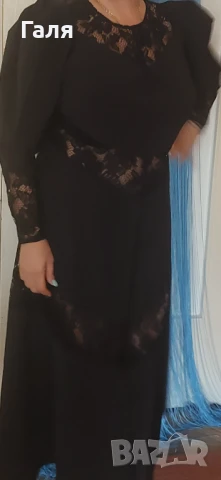 Черна, дълга, елегантна рокля с дантела за повод