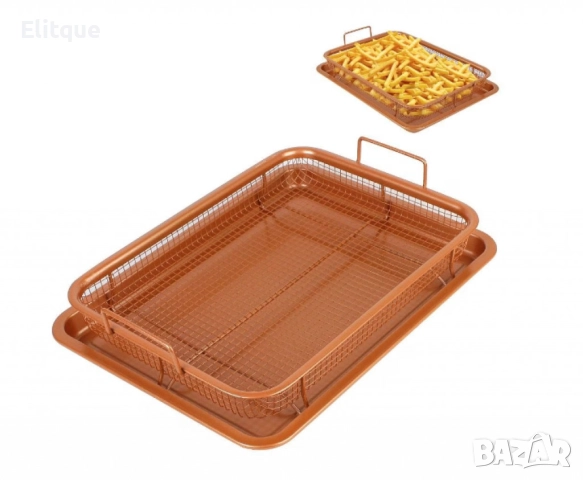 Комплект правоъгълна мрежеста кошница + тава от въглеродна стомана, снимка 8 - Други - 52778731