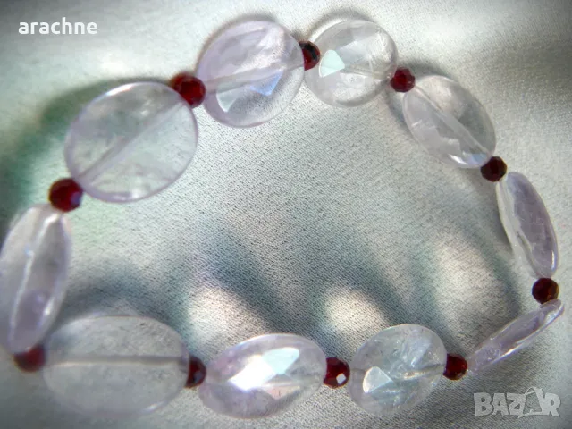 Гривна с планински кристал и рубини, снимка 5 - Гривни - 48627934