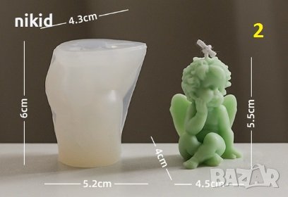 3D Ангел в 4 пози силиконов молд форма калъп фондан гипс смола свещ сапун пита декор, снимка 3 - Форми - 38159300