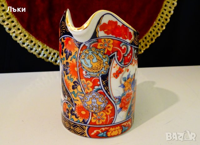 Каничка,латиера японски порцелан Eiwa Kinsei,злато,пауни. , снимка 2 - Антикварни и старинни предмети - 37925329