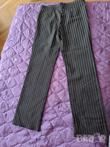 Дамски панталон черен на бели райета, снимка 3 - Панталони - 54149158