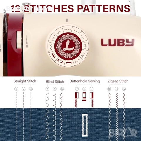 Luby електрическа,мини, преносима шевна машина, снимка 3 - Шевни машини - 51847293