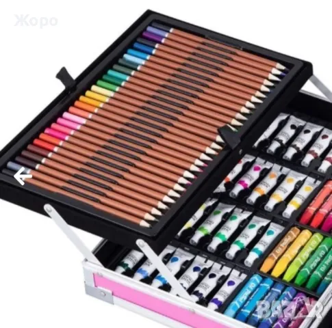 ГОЛЯМ КОМПЛЕКТ ЗА ОЦВЕТЯВАНЕ В МЕТАЛЕН КУФАР СИН ИЛИ РОЗОВ 9910001, снимка 11 - Рисуване и оцветяване - 47672782