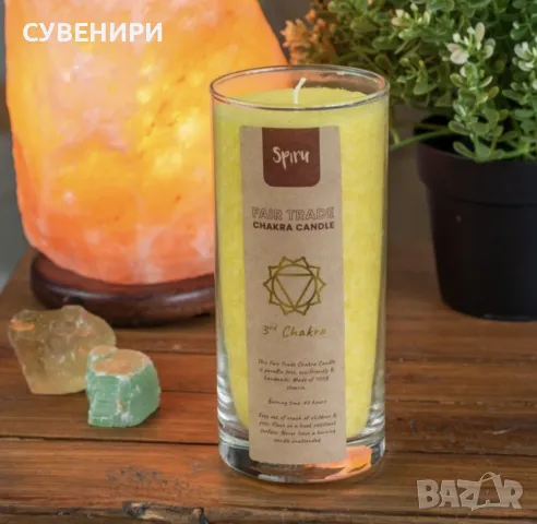 Жълта свещ 3та чакра , Слънчев сплит чакра – МАНИПУРА - „АЗ ЧУВСТВАМ”,60 часа горене , снимка 4 - Декорация за дома - 48701060