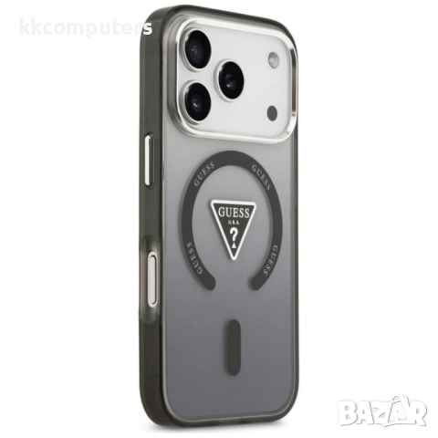 Оригинален кейс Guess IML Gradient Triangle Logo, За iPhone 17 Pro Max (6.9), Черен и Протектор, снимка 3 - Калъфи, кейсове - 52288565