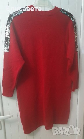 Червена зимна туника Л ХЛ, снимка 3 - Туники - 31175424