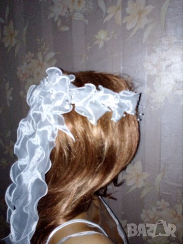 Ефектно венче  с перли и спираловидни ленти за сватба или моминско парти, снимка 11 - Сватбени аксесоари - 31099277