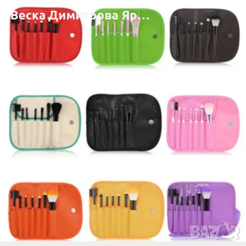 Сладък мини комплект от 7 четки за грим в чантичка HZS79, снимка 2 - Козметика за лице - 47729520