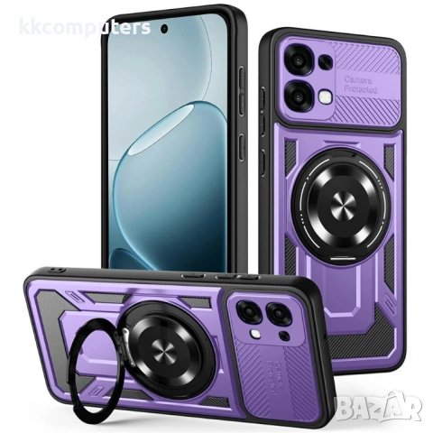 Магнитен Калъф за Oppo A6 Pro 5G / 4G с Въртяща се Стойка - TPU+PC, Военна защита, 6 цвята, снимка 6 - Калъфи, кейсове - 54291237