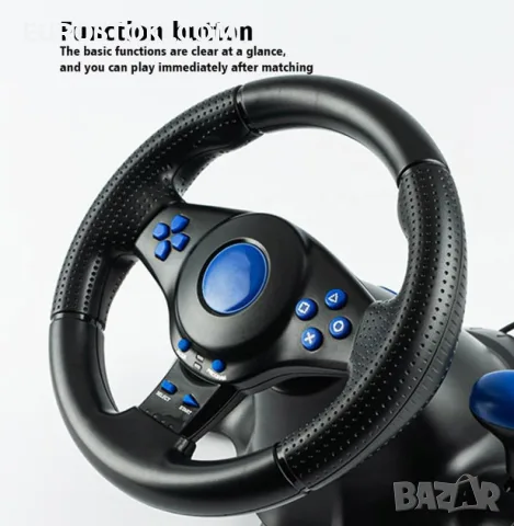 Геймърски волан с педали, въртящ се на 180 градуса, USB, съвместим с PS3/PS2/PC, снимка 8 - Аксесоари - 56228367