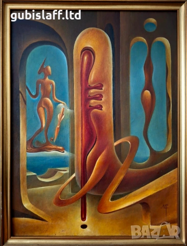 Картина "Идолът", сюрреализъм, худ. М. Рафаилов