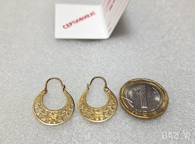 НОВИ! Златни Обеци-3,26 грама-14К (проба 585), снимка 5 - Обеци - 50160526