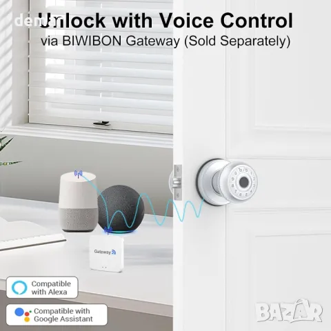 Интелигентена дръжка за врата с пръстов отпечатък и клавиатура, биометрична, сребърна, снимка 7 - Друга електроника - 48720177