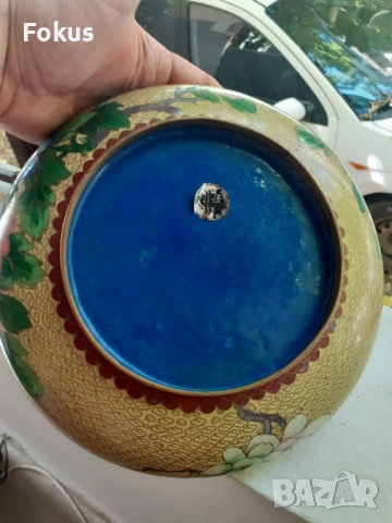 Клоазоне - Страхотна стара купа бронз емайл, снимка 5 - Антикварни и старинни предмети - 53323567
