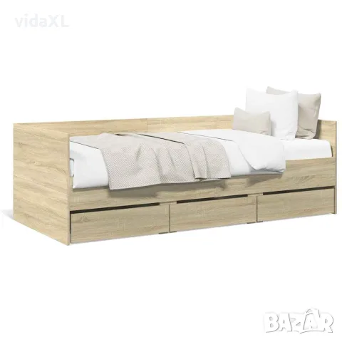 vidaXL Дневно легло с чекмеджета, без матрак, сонома дъб, 90x200 см