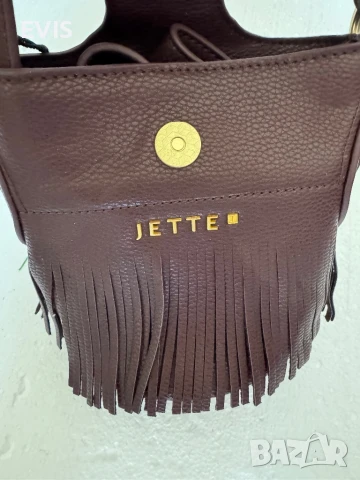 НОВА кафява кожена чанта Jette – с ресни и дълга дръжка, снимка 2 - Чанти - 50723084