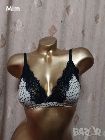 75 B Сутиен анимал принт с черна дантела 