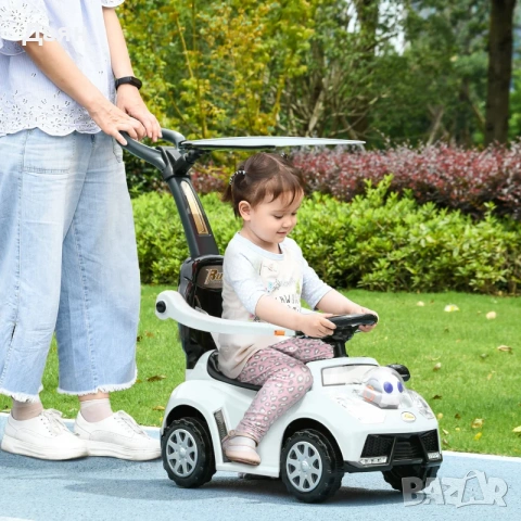 Детска количка Qaba 3 в 1, плъзгаща се количка за малки деца, дизайн от крака до пода с музика,