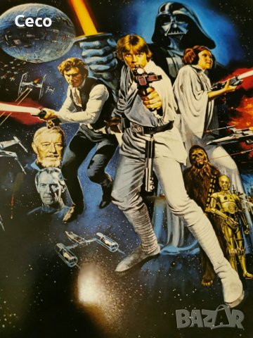 Много красив Ретро Постер принт на филма на George Lucas Star Wars с Harrison Ford, Carrie Fisher, снимка 8 - Екшън - 39180218