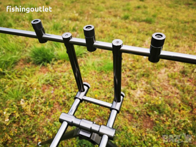  Масивна шаранджийска стойка за 5 въдици с три комплекта крака, снимка 7 - Такъми - 30895634