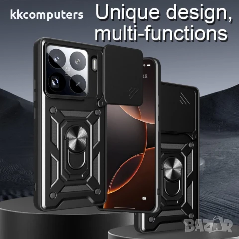 Xiaomi 15 Pro Удароустойчив Ring Holder Калъф и Протектор, снимка 2 - Калъфи, кейсове - 50627700