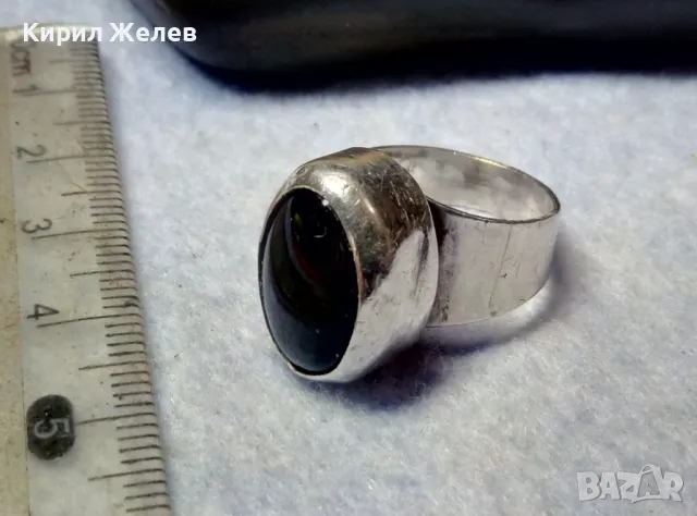 ЕФЕКТЕН ВинтиджАРТ СКЪПОЦЕНЕН СРЕБЪРЕН ПРЪСТЕН СРЕБРО 925 SEZGIN СЕЗГИН с ШЛИФОВАН ЧЕРЕН ОНИКС 29924