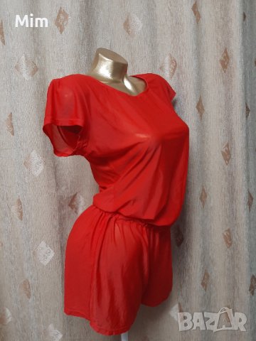 М/ L Ярко червен къс ,прозрачен гащеризон , снимка 3 - Гащеризони - 39633941