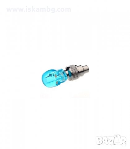 СВЕТЕЩИ LED КАПАЧКИ ЗА ВЕНТИЛИ, ЧЕРЕП, СИН, 2БР - код 0499, снимка 6 - Аксесоари и консумативи - 34079339