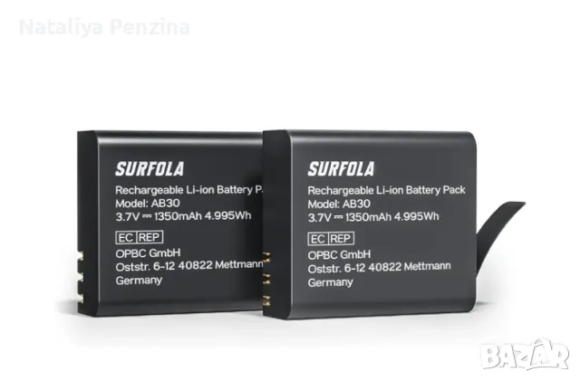 Батерия за екшън камера, 1350 mAh акумулаторни батерии (2 пакета) с USB двойно зарядно устройство, снимка 7 - Батерии, зарядни - 48780565