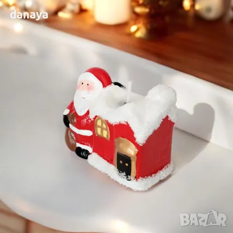 5323 Керамична коледна свещ Дядо Коледа, снимка 2 - Декорация за дома - 47631888