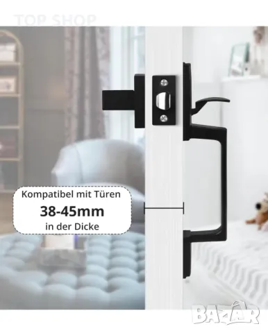 Дръжка на врата Winter Shore Черна за интериорни врати нова, снимка 3 - Врати за баня - 48930532