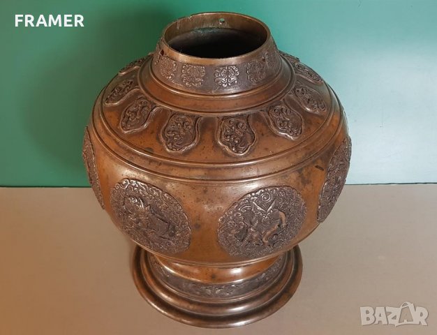 200 годишна - 18ти век колекционерска Китайска бронзова ваза, снимка 4 - Вази - 31457971