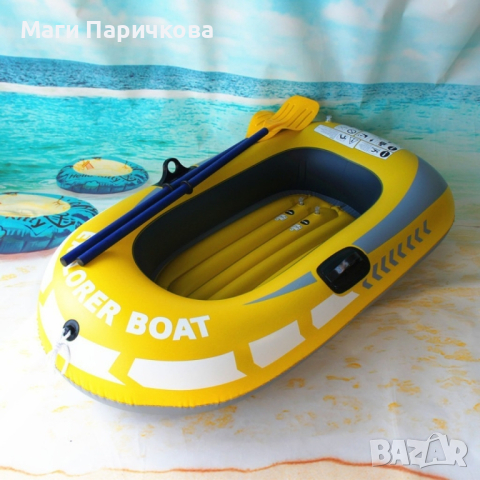 Едноместна надуваема каучукова лодка с PVC защита, помпа и гребла, снимка 3 - Водни спортове - 44635238